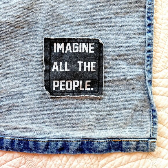 THE PEOPLE Vs. Acid Wash Denim Wrap Mini Skirt with Pockets | Size M | Retro Y2k - Picture 14 of 17